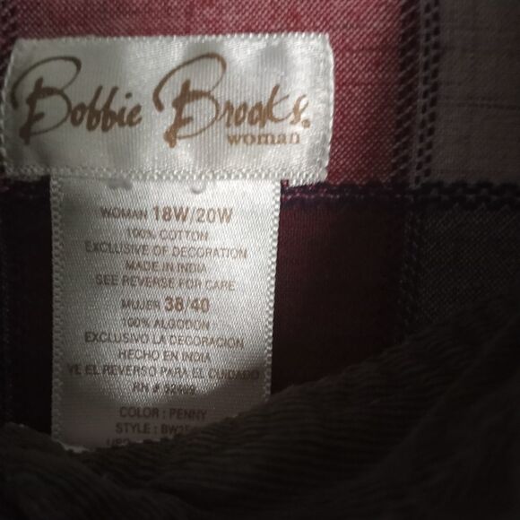 Women's Bobbie Brooks 18W/20W Plaid LSlv Shirt Button Up 100% Cotton Collared - Picture 2 of 9